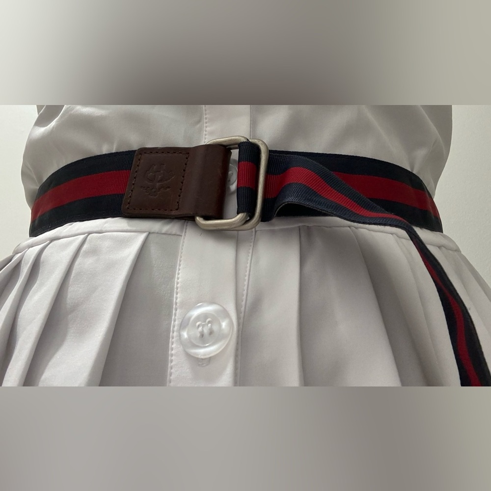 Brooks Brothers cloth + leather trim belt